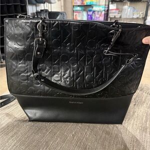 NWOT Calvin Klein Black Embossed Logo Tote